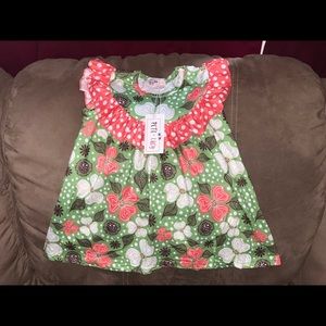 White and Coral Flower Dress